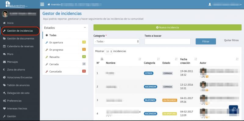 Plusvecinos | Gestor De Incidencias